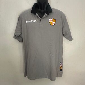 Marathon Barcelona Soccer Polo XL Gently worn HIgh end with patchwork